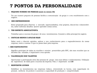 7 PONTOS DA PERSONALIDADE   