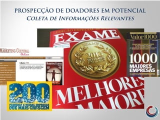 PROSPECÇÃO DE DOADORES EM POTENCIAL
Coleta de Informações Relevantes
 