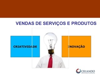 VENDAS DE SERVIÇOS E PRODUTOS
CRIATIVIDADE INOVAÇÃO
 