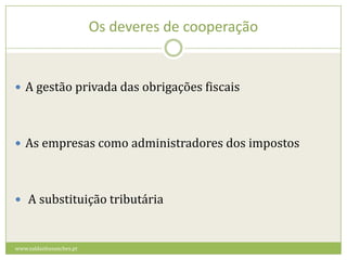 IVA e consumidor final A repercussão do impostoA liquidação e a cobrança do IVAA responsabilidade pelo pagamento www.saldanhasanches.pt