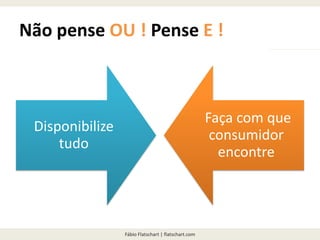 Fábio Flatschart | flatschart.com
Não pense OU ! Pense E !
Disponibilize
tudo
Faça com que
consumidor
encontre
 