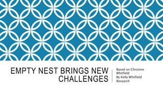 EMPTY NEST BRINGS NEW
CHALLENGES
Based on Christine
Whitfield
By Kelly Whitfield
Research
 