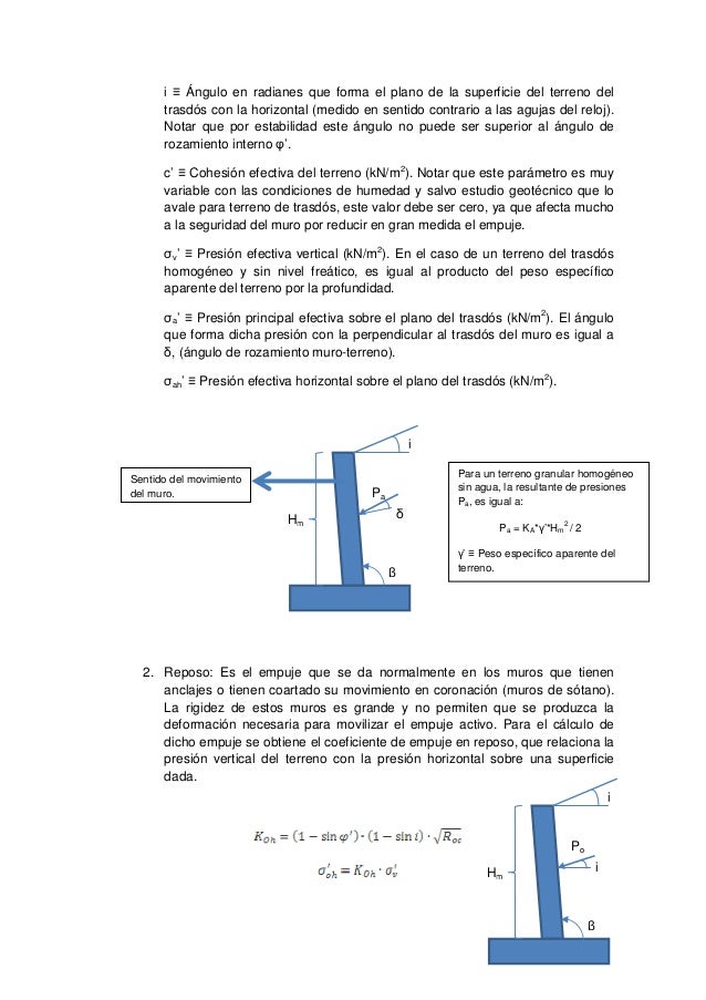 Empuje de tierras sobre muros
