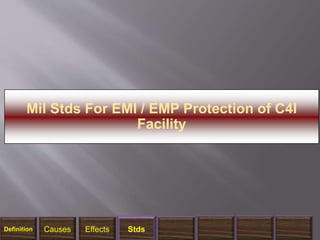 1/14/2018 27
Mil Stds For EMI / EMP Protection of C4I
Facility
Definition Causes Effects Stds
 