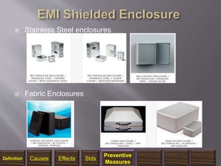  Stainless Steel enclosures
 Fabric Enclosures
1/14/2018 42
Definition Causes Effects Stds
Preventive
Measures
 