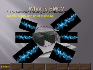 • 100% electronic shielding and containment.
• No EMI signal can enter inside DC
Definition
 