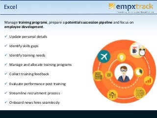 Excel
Manage training programs, prepare a potential succession pipeline and focus on
employee development.
 Update person...
