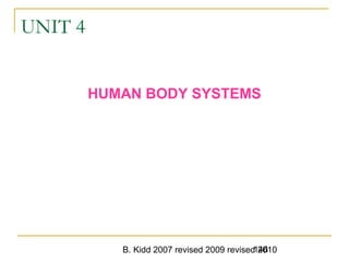 B. Kidd 2007 revised 2009 revised 2010146
UNIT 4
HUMAN BODY SYSTEMS
 