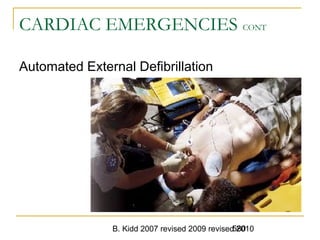 B. Kidd 2007 revised 2009 revised 2010580
CARDIAC EMERGENCIES CONT
Automated External Defibrillation
 