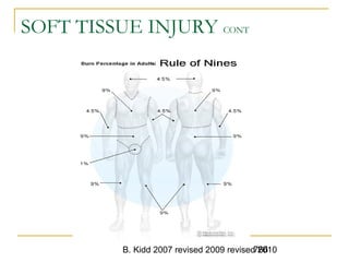 B. Kidd 2007 revised 2009 revised 2010766
SOFT TISSUE INJURY CONT
 
