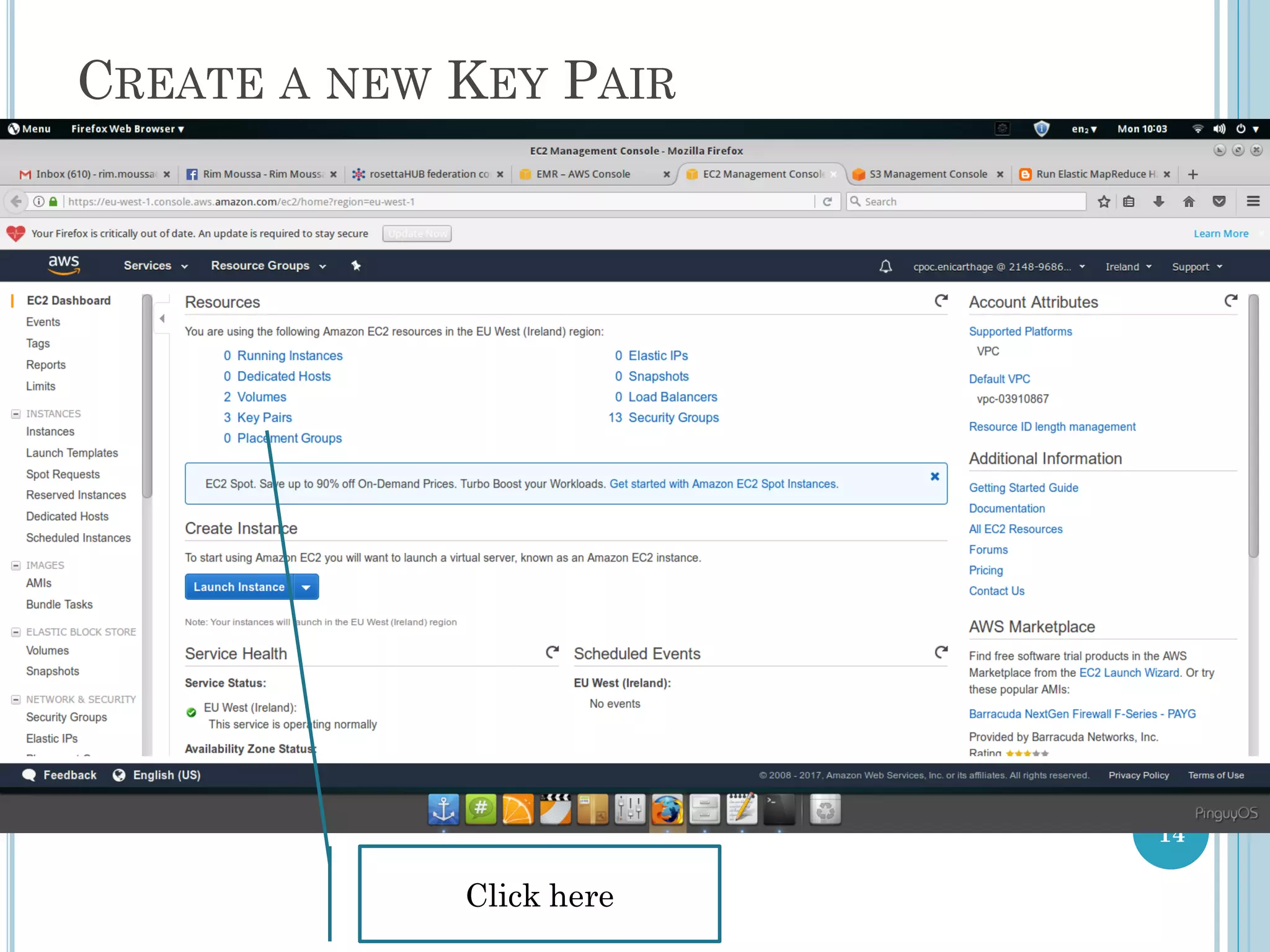 CREATE A NEW KEY PAIR
14
Click here
 