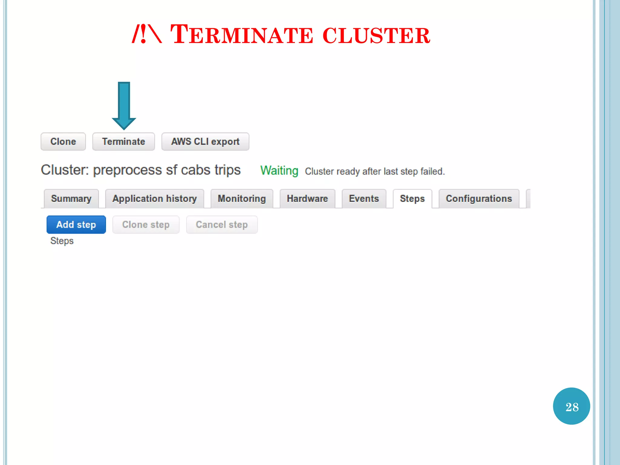 /! TERMINATE CLUSTER
28
 