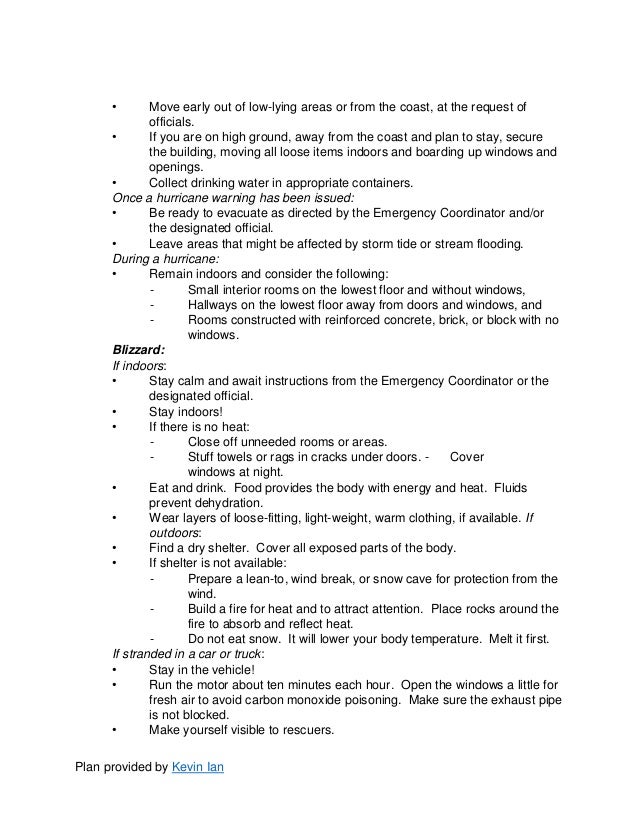 <strong>Hurricane</strong> Preparedness <strong>Plan</strong> - galvestonlab.sefsc.noaa.gov Hurricane emergency plan template