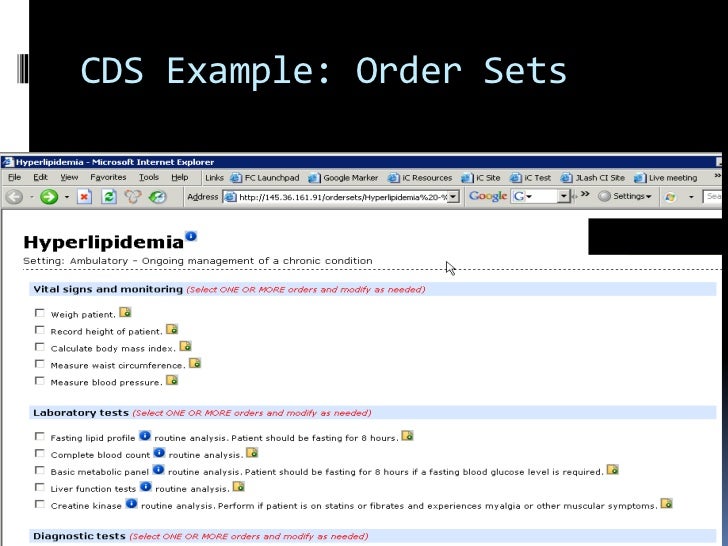 CDS Example Order Sets