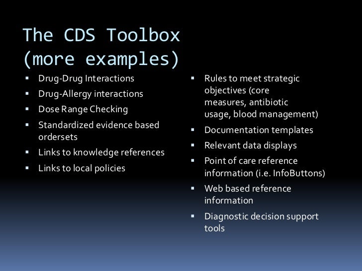 The CDS Toolbox(more examples) DrugDrug