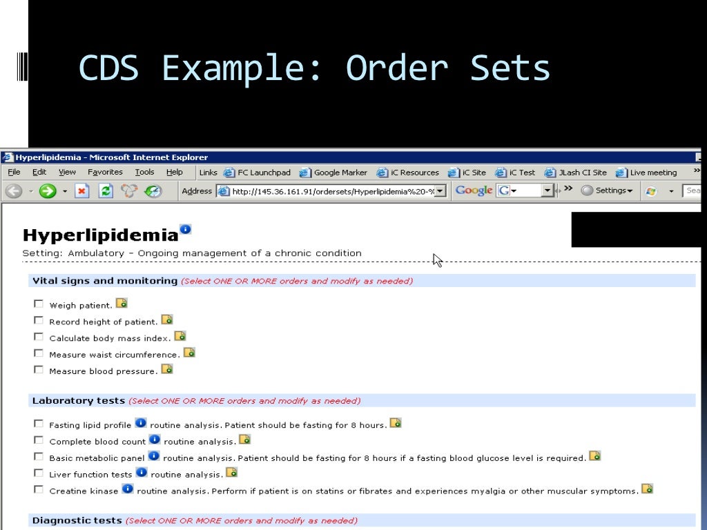 Cds Example Order Sets Images, Photos, Reviews