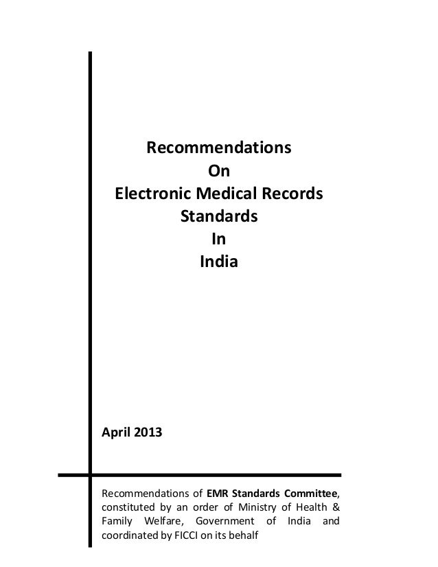 On Electronic Medical Record Standards In India