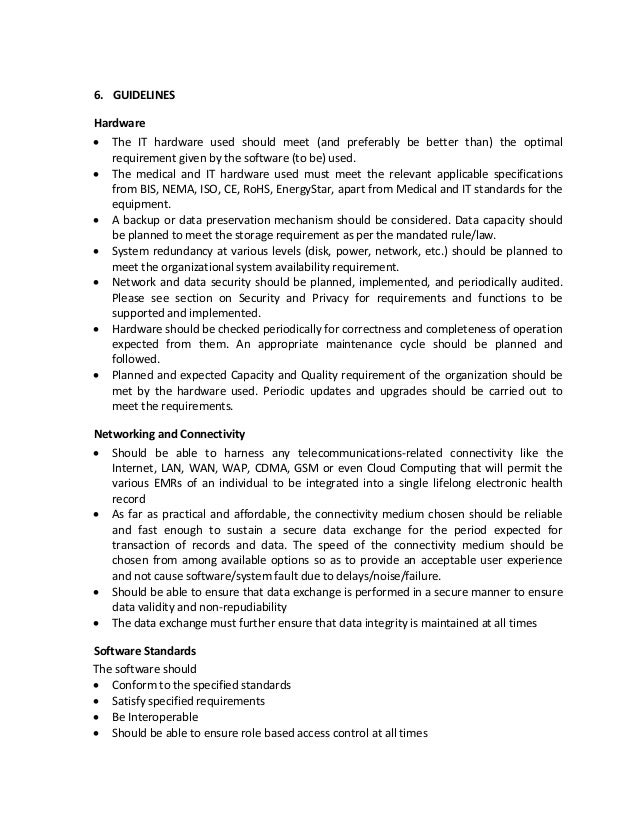 Electronic Medical Record Guidelines