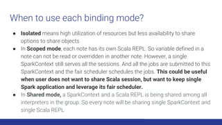 When to use each binding mode?
● Isolated means high utilization of resources but less availability to share
options to sh...