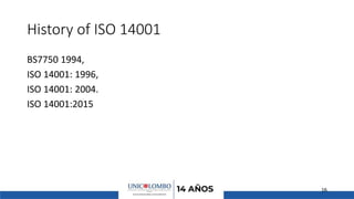 History of ISO 14001
BS7750 1994,
ISO 14001: 1996,
ISO 14001: 2004.
ISO 14001:2015
16
 
