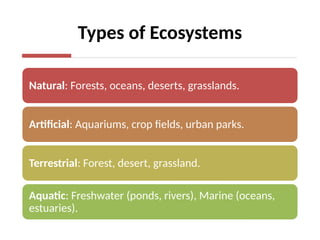 Ecosystems, Biodiversity and Conservation | PPTX