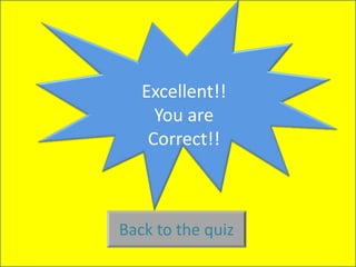 Excellent!!
You are
Correct!!
Back to the quiz
 