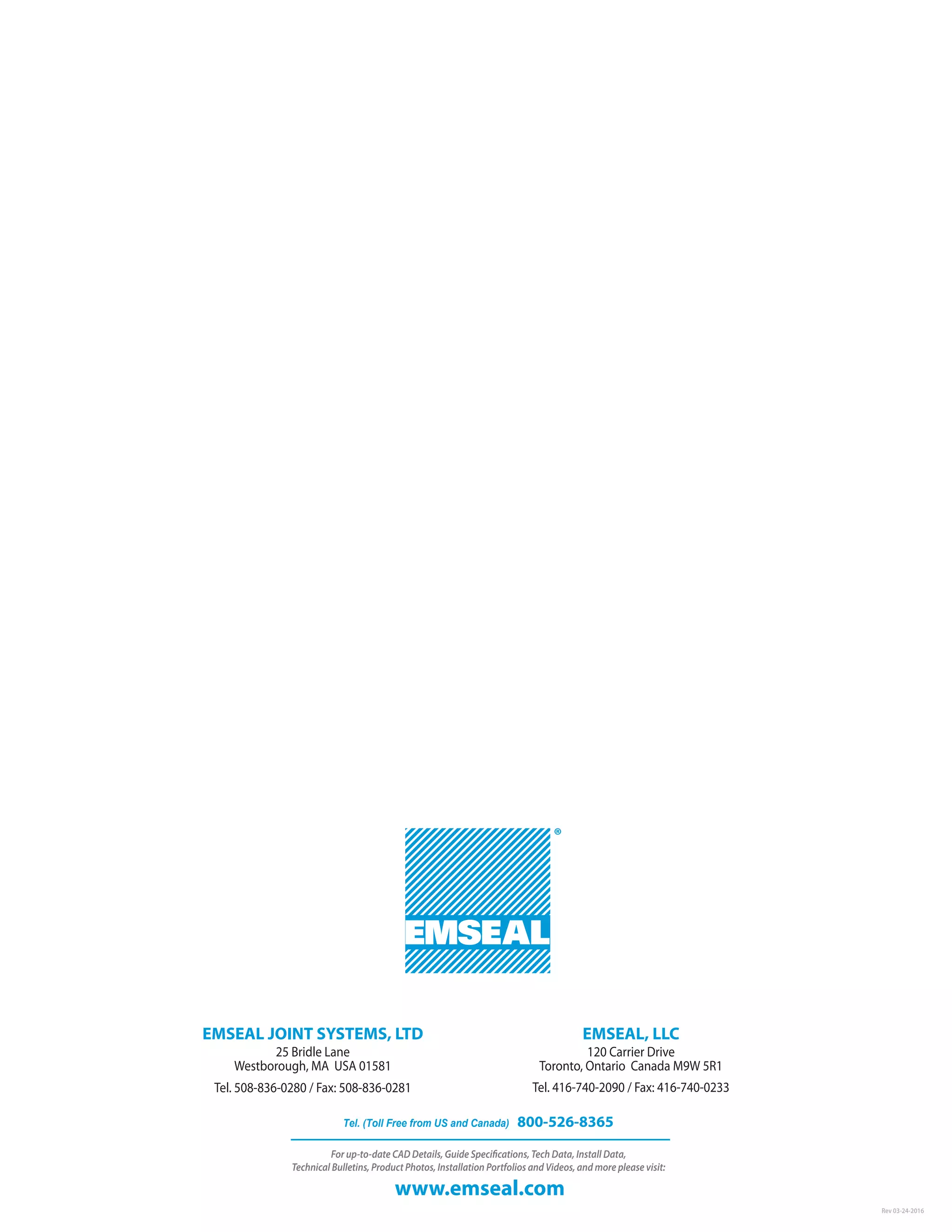 Emseal expansion joint and precompressed sealant catalog for ...