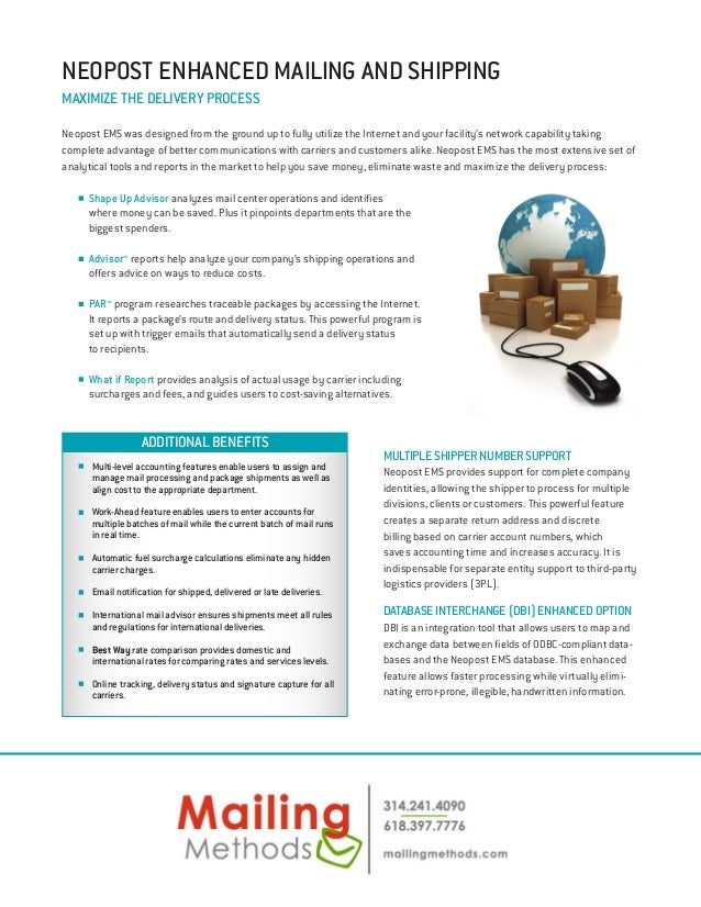 Ems enhanced mailing and shipping