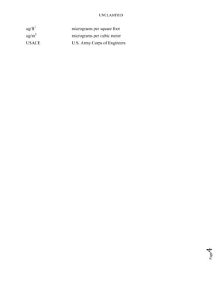 UNCLASIFIED
Page4
ug/ft2
micrograms per square foot
ug/m3
micrograms per cubic meter
USACE U.S. Army Corps of Engineers
 