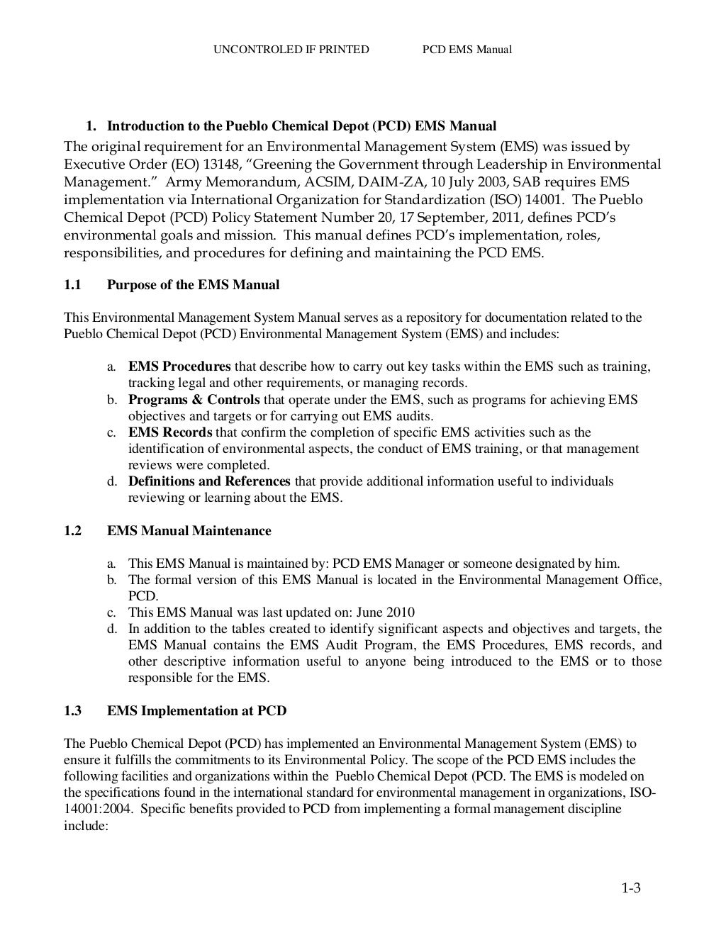 Ems example documents