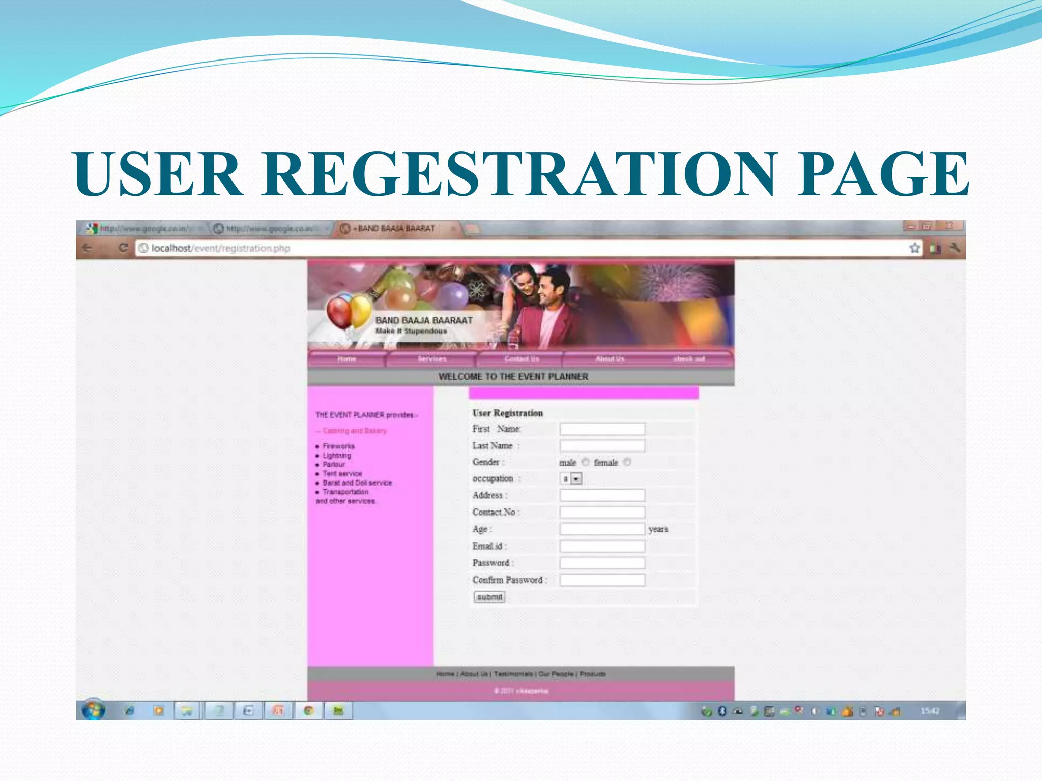 USER REGESTRATION PAGE
 