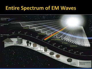  The spectrum is arranged from long to
short wavelength or from low to high
frequency.
 The speed of all EM waves is the same!
 
