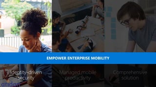 Identity-driven
security
Comprehensive
solution
Managed mobile
productivity
EMPOWER ENTERPRISE MOBILITY
 