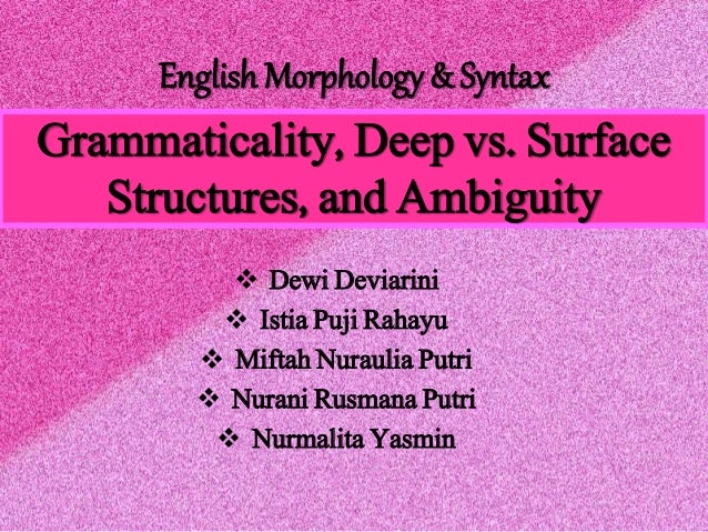Grammaticality Deep Surface Structure And Ambiguity