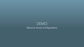 DEMO
Resource Access Configurations
 