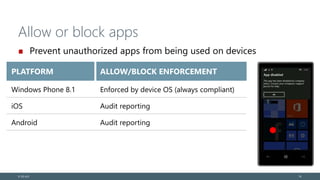 Allow or block apps
Prevent unauthorized apps from being used on devices
© EG A/S 74
 