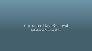 Corporate Data Removal
Full Wipe vs. Selective Wipe
 