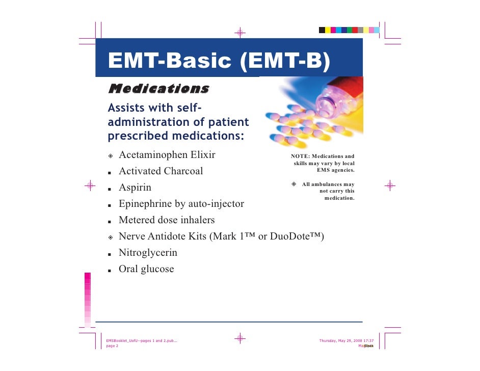 ems provider quick reference guide emt medications chart