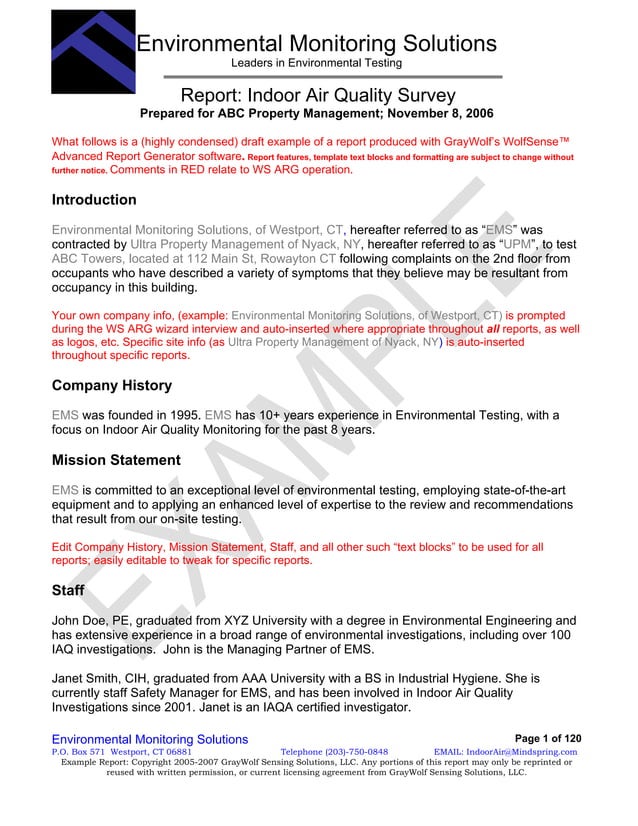 Sample Air Quality Report PDF