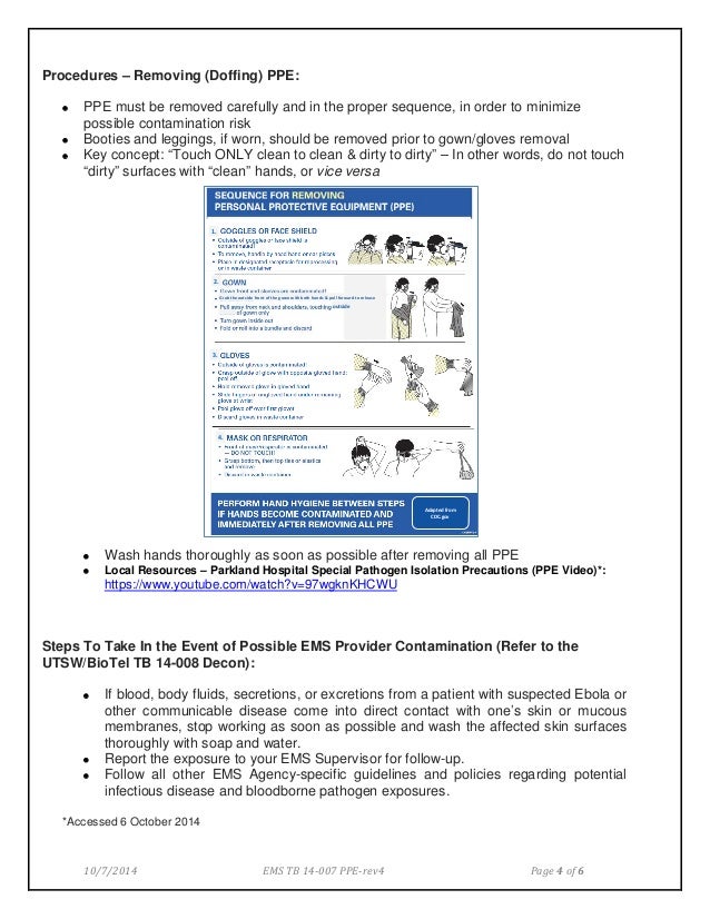 Ems tb 14 007 Use of Medical Personal Protective Equipment (PPE)