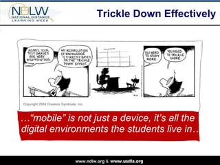 Trickle Down Effectively …“ mobile” is not just a device, it’s all the digital environments the students live in… Copyright 2004 Creators Syndicate, Inc. 