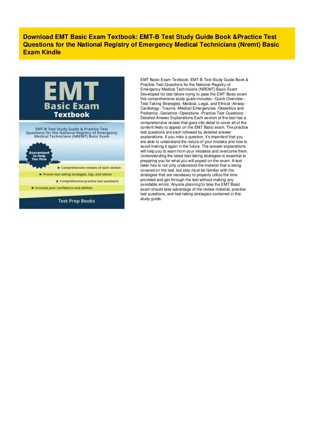 Download EMT Basic Exam Textbook EMTB Test Study Guide Book