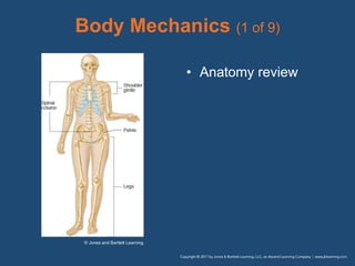 • Anatomy review
© Jones and Bartlett Learning.
Body Mechanics (1 of 9)
 