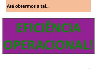 24 
EFICIÊNCIA 
OPERACIONAL! 
Até obtermos a tal…  