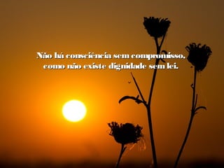 Não há consciência semcompromisso,Não há consciência semcompromisso,
como não existe dignidade semlei.como não existe dignidade semlei.
 