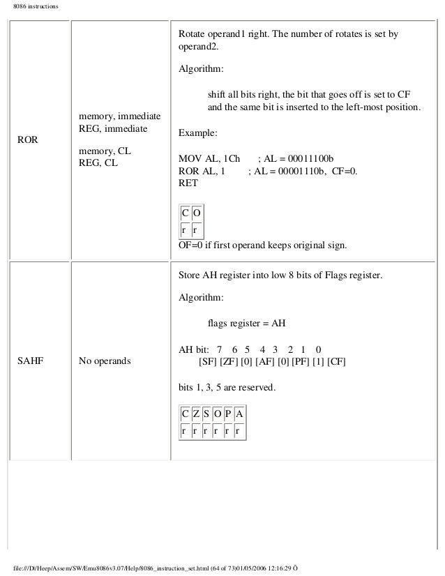 emu8086 form reg cl