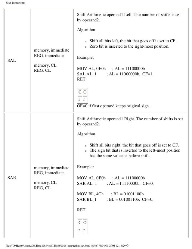 emu8086 form reg cl
