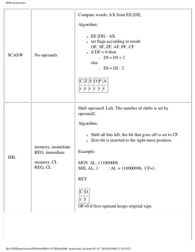 emu8086 form reg cl