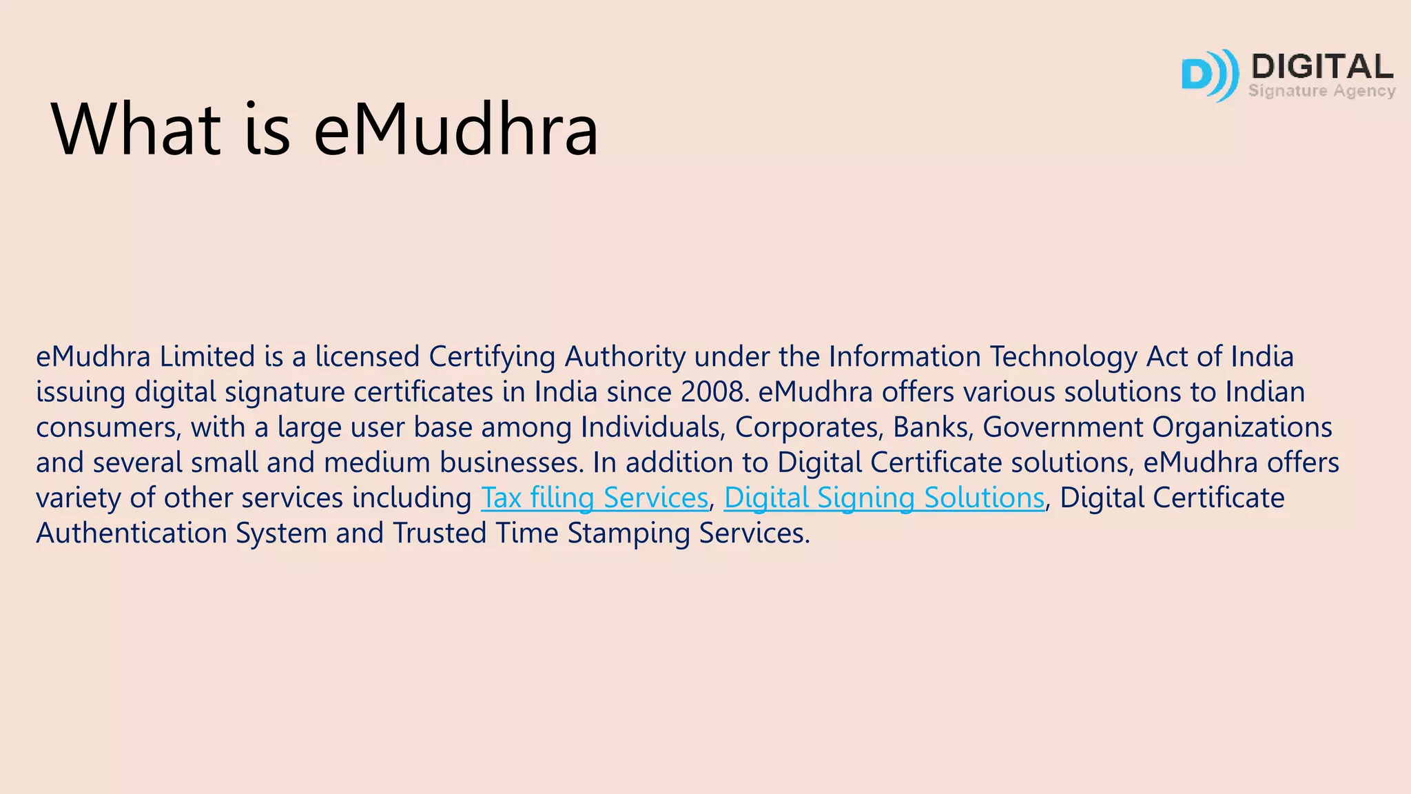 Emudhra digital signature agency ppt