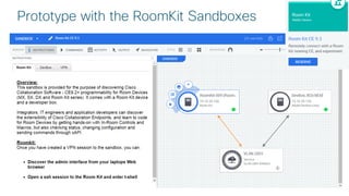 © 2018 Cisco and/or its affiliates. All rights reserved. Cisco Confidential
Prototype with the RoomKit Sandboxes
 